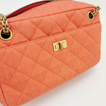 Sold Chanel 2016 Canvas Quilted Small 2.55 Mademoiselle Camera Case Bag Orange