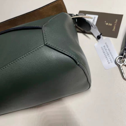 Loewe Puzzle Edge Braided Handle Small Dark Green Nappa Calfskin leather Crossbody bag