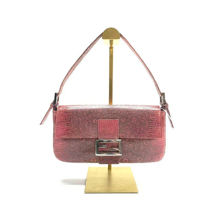 Fendi Baguette Purple Lizard Skin Leather Handbag-Luxbags