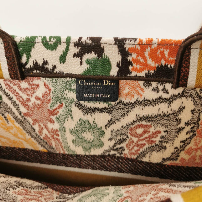 Sold Christian Dior Book Tote Large Multicolour Floral Motif Embroidered Handbag