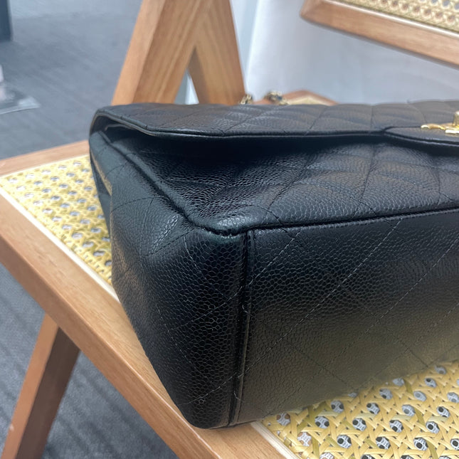 Chanel Classic Flap Maxi 2011 Black Caviar Leather Double Flap with Gold Hardware