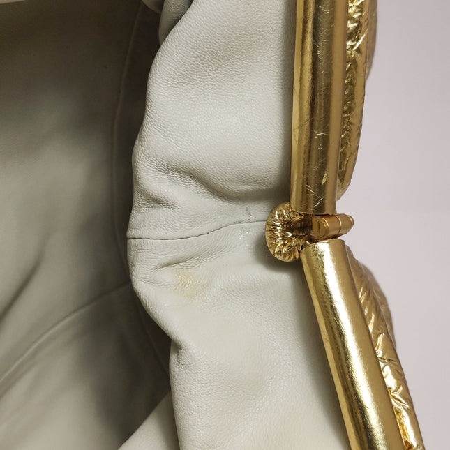 Bottega Veneta Pouch Large Metallic Gold Wrinkled Leather