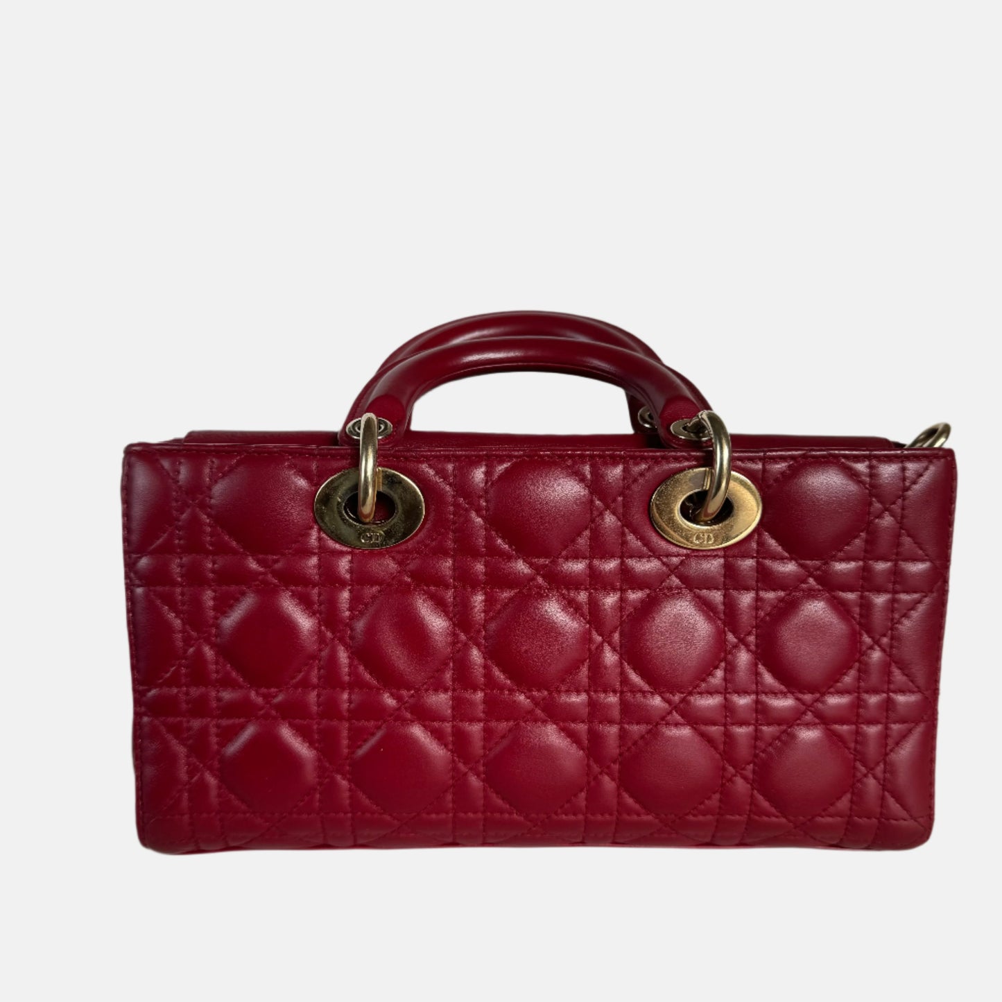 Lady D-Joy Medium Handbag Burgundy  Lambskin Cannage Leather, 2016