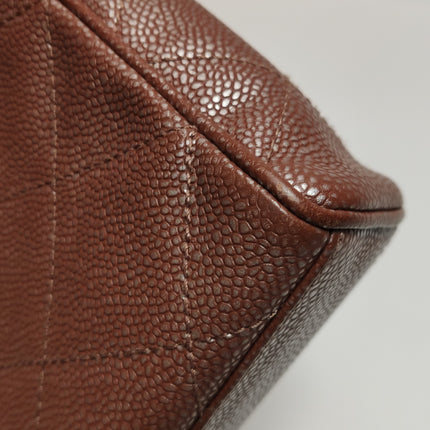 Chanel Vintage Medium Iridescent Brown Caviar Leather Shoulder Bag Gold Hardware