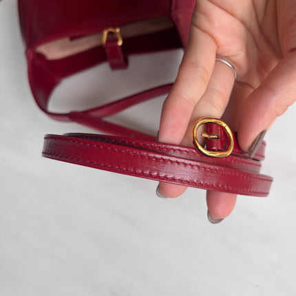 Sold Gucci Jackie 1961 Mini Burgundy Leather Bag with Adjustable Strap