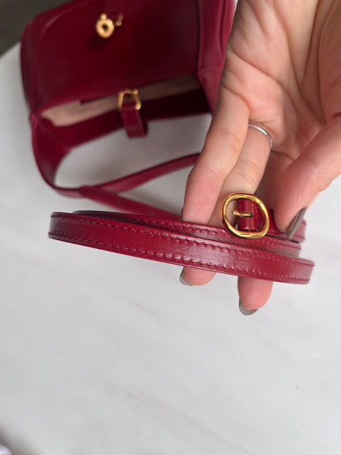 Sold Gucci Jackie 1961 Mini Burgundy Leather Bag with Adjustable Strap