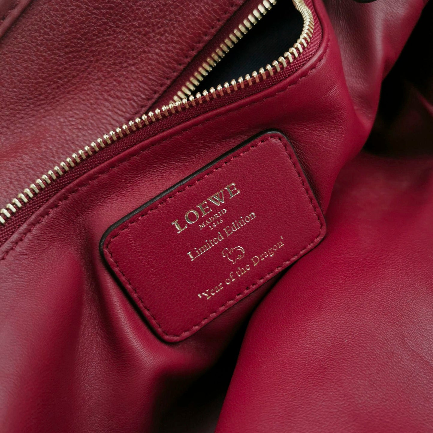 Sold Loewe Amazona 36 Large in Red Leather and Gold-tone Hardware