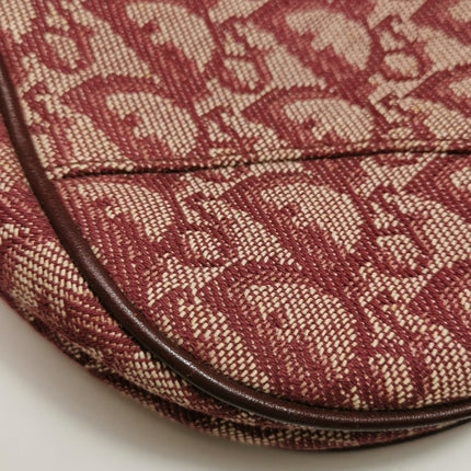 Dior Saddle Vintage Medium Red Burgundy Monogram Oblique Shoulder Bag 2002