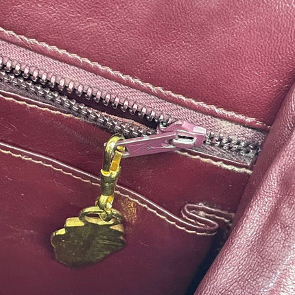 Gucci Vintage Burgundy Alligator Leather Blue Lapis Lazuli Stone Gold-tone Hardware Handbag