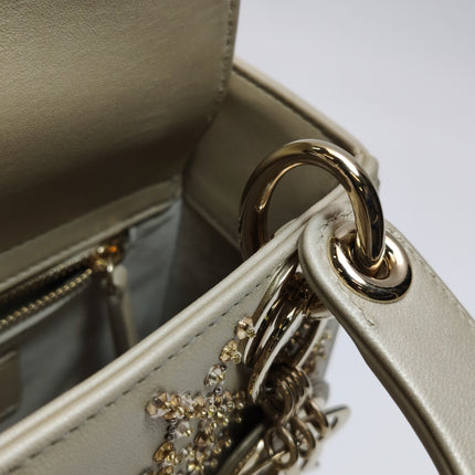 Lady Dior Mini Gold Calfskin Leather with Crystals Gold Hardware 2020