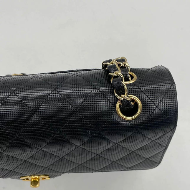 Chanel Classic Flap Medium 2016 Black Pixel Effect Calfskin Leather Gold Hardware