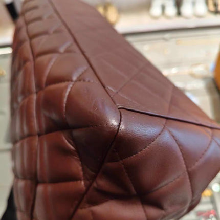 Chanel Classic Flap Maxi Chocolate Brown Lambskin Leather Single Flap Gold Hardware