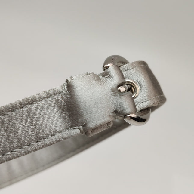 Lady Dior Mini Grey Silk with Crystals Silver Hardware