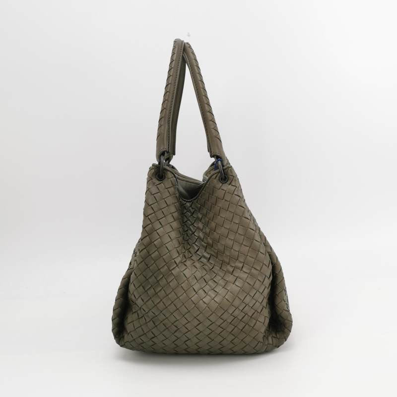 Bottega Veneta Parachute Shoulder Bag Intrecciato Dark Green 33cm