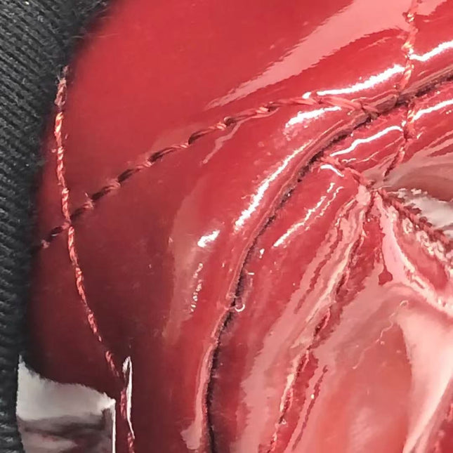 Chanel Classic Flap Medium 2012 Red Burgundy Patent Leather Silver Hardware