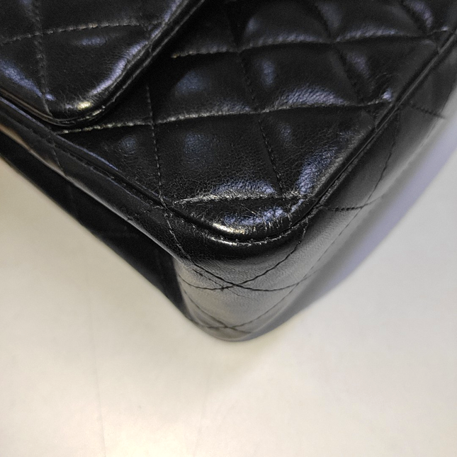 Chanel Timeless Classic Flap Medium Black Lambskin Leather Silver Hardware, 2013-2014