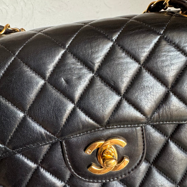 Chanel Double Sided Small Classic Flap Black Lambskin Leather 24k Gold Hardware, 1996-1997