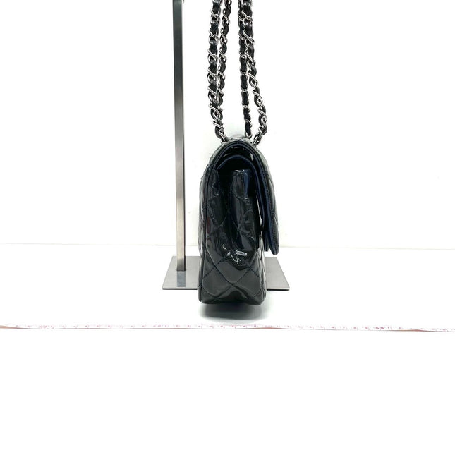 Chanel Classic Flap Medium Dark Green Patent Leather Silver Hardware, 2014-2015