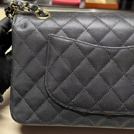 Chanel Classic Flap Medium 2016 Black Pixel Effect Calfskin Leather Gold Hardware