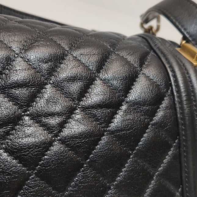 Chanel Le Boy Small Black Lambskin Leather Antiqued Gold Hardware