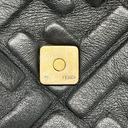Sold Fendi Baguette Black Leather 3D FF Motif Crossbody bag Medium