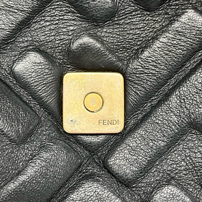 Sold Fendi Baguette Black Leather 3D FF Motif Crossbody bag Medium