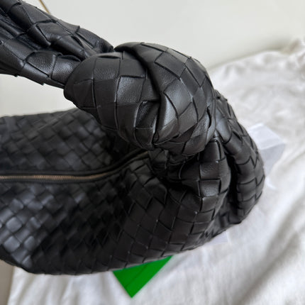 Bottega Veneta Jodie Small Black Lambskin Leather Silver Hardware