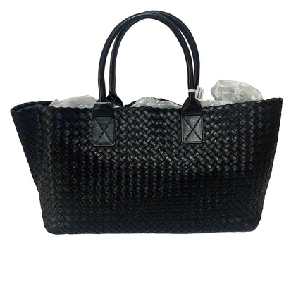 Bottega Veneta Cabat Large Intreccio Leather Tote Bag Black 40cm-Luxbags