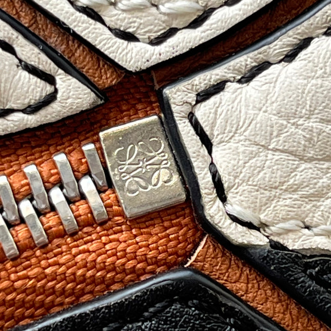 Loewe Puzzle Small Black White Brown Stripes Crossbody Bag 2019