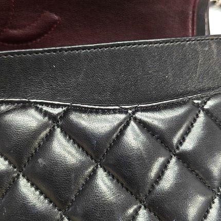 Chanel Timeless Classic Flap Medium 2014 Black Lambskin Leather Silver Hardware