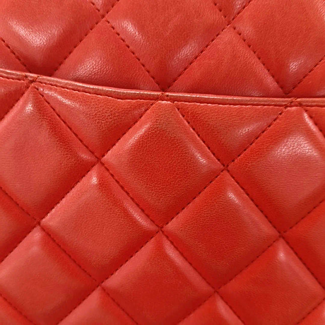 Sold Chanel Classic Flap 2009 Maxi Red Lambskin Leather Gold-tone Hardware