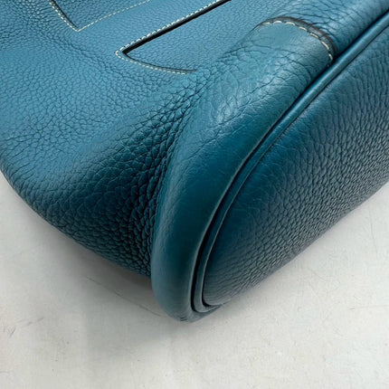 Hermès Taurillon Clemence Good News 28 PM Blue Jeans Hobo Crossbody Bag