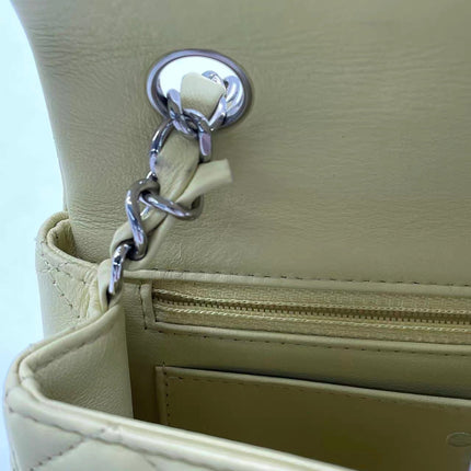 Chanel Classic Flap Rectangular Mini Yellow Lambskin Leather Silver Hardware Microchip