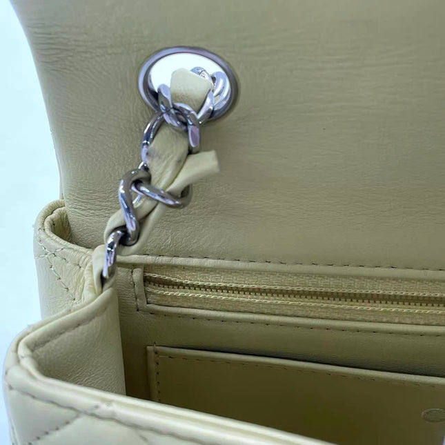 Chanel Classic Flap Rectangular Mini Yellow Lambskin Leather Silver Hardware Microchip