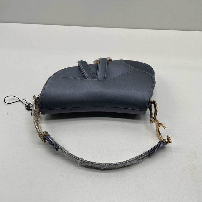 Sold Dior Saddle Mini Silk Blue with Crystal Embedded Buckles