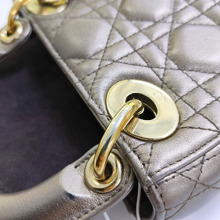 Lady Dior Mini Metallic Copper Gold Cannage Lambskin Gold Hardware Chain Strap