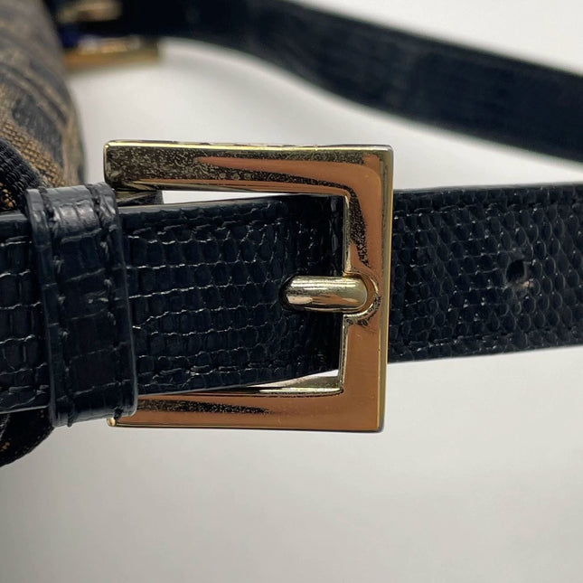 Sold Fendi Baguette Classic Zucca Print Fendi Monogram Glossy Embroidery Lizzard Skin Strap