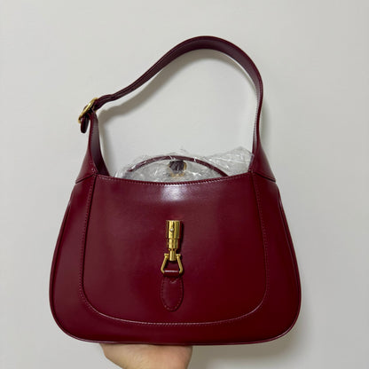 Gucci Jackie 1961 Small Burgundy Red Leather Bag with Adjustable Strap