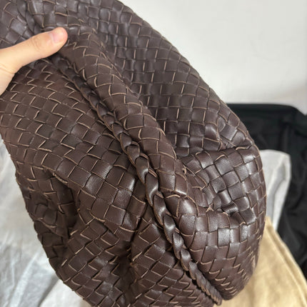 Bottega Veneta Belly Hobo Intreccio Leather Dark Chocolate Brown Large 50cm