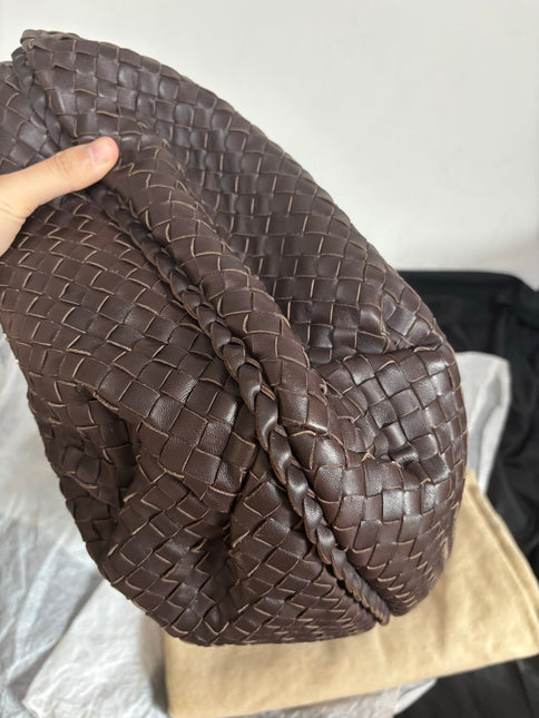 Bottega Veneta Belly Hobo Intreccio Leather Dark Chocolate Brown Large 55cm