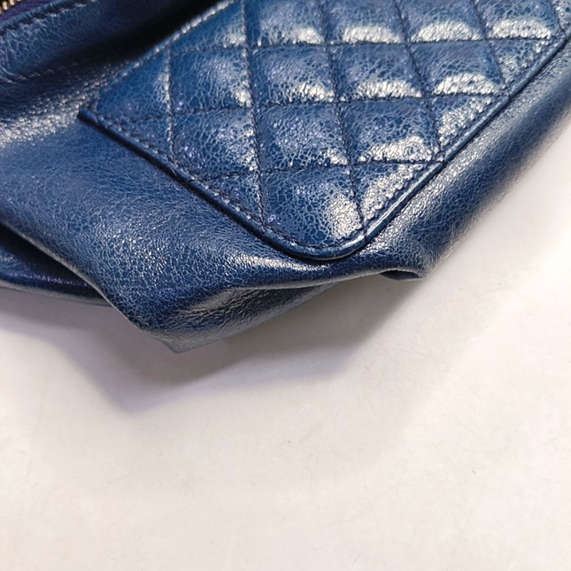 Chanel Belt Bag Navy Shiny Calfskin Skin Leather Gold-tone Hardware