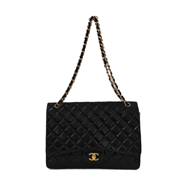 Chanel Classic Flap Maxi Black Lambskin Leather Single Flap with Gold Hardware 2009-2010-Luxbags