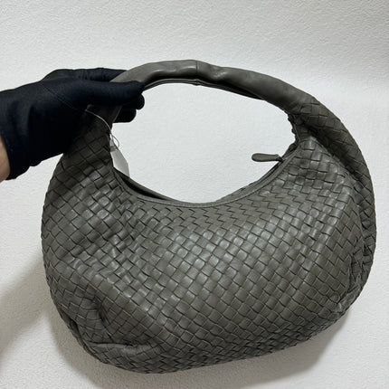 Sold Bottega Veneta Belly Hobo Intrecciato Grey Leather Medium 40cm