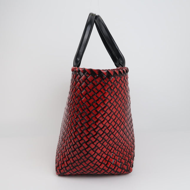 Bottega Veneta Cabat Large Intreccio Burgundy Patent Leather 40cm