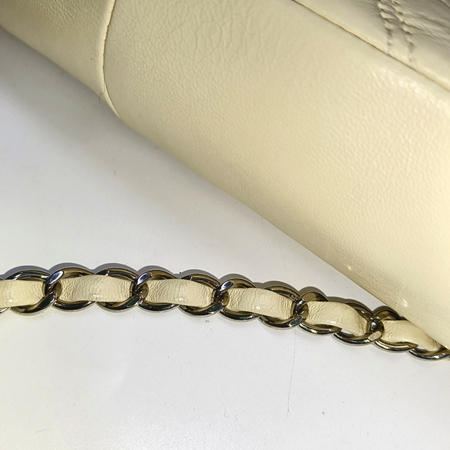 Chanel Classic Flap Medium Chevron Beige Quilted Lambskin Leather, 2015