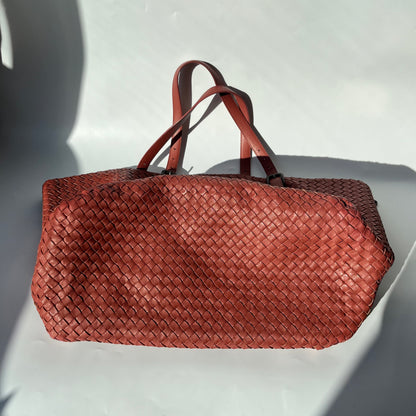 Bottega Veneta Cesta Tote Nappa Intrecciato Leather Brick Red 37cm