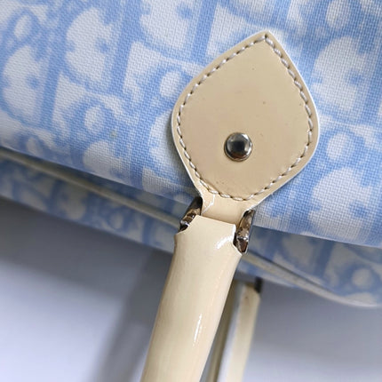 Dior No. 1 Rasta Trotter Bowling Bag Blue Oblique Canvas White Patent Leather