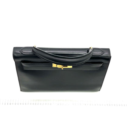 Hermes Kelly 32 Sellier Black Box Leather Gold HW 1987