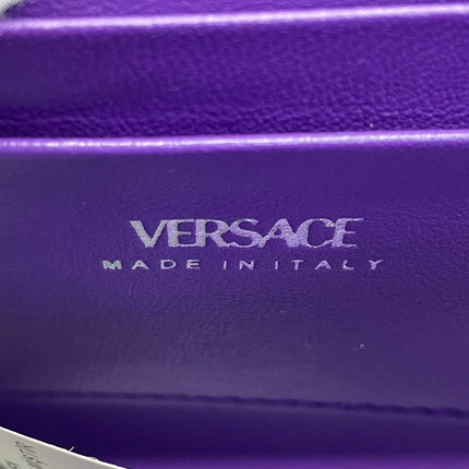 Versace La Medusa Mini Crystal Embellished Top Handle Bag in Purple