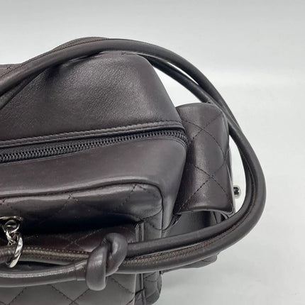 Sac Reporter Ligne Cambon Chanel en cuir de veau noir multipoches taille moyenne
